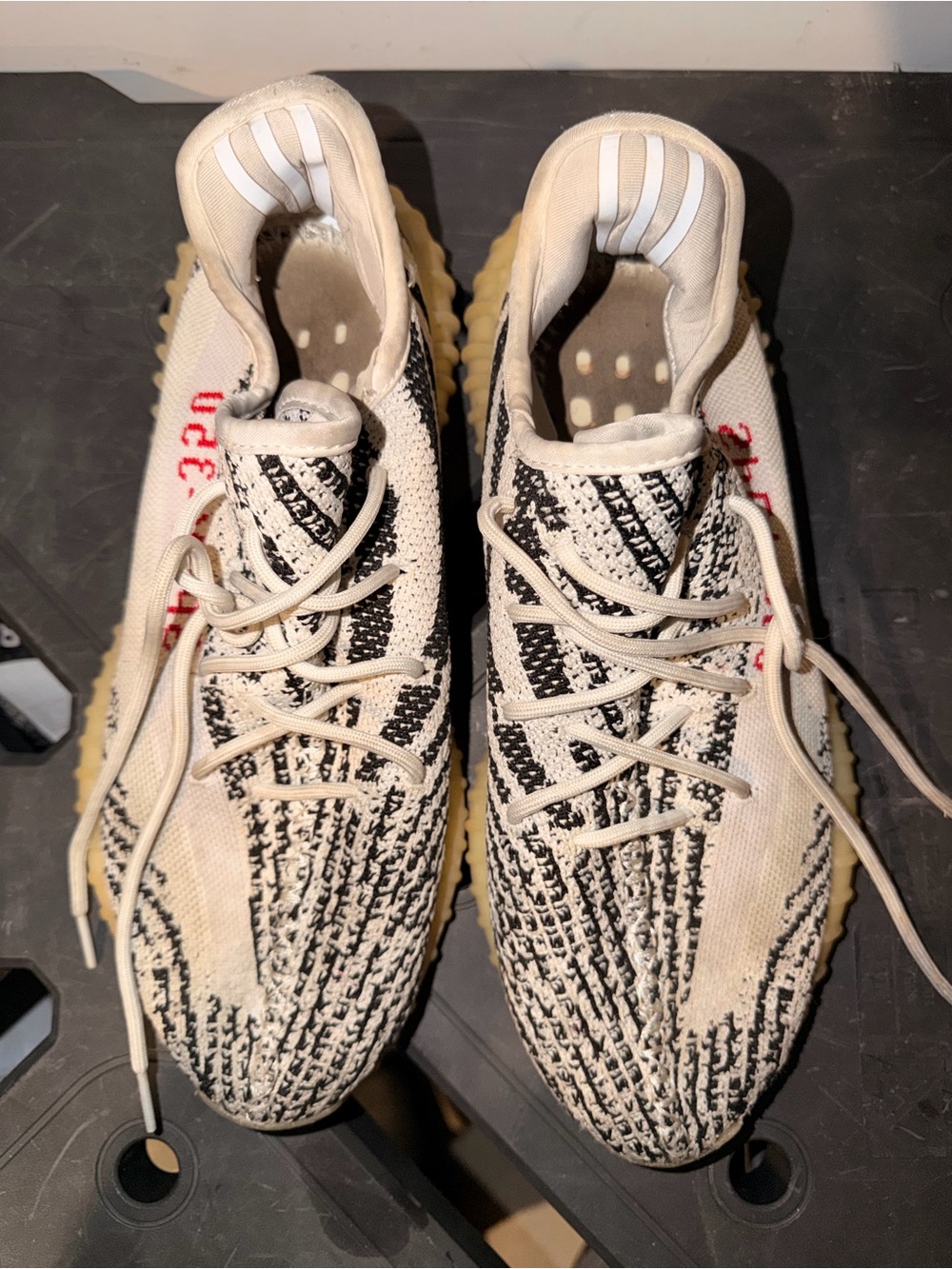 Yeezy Boost 350 V2 Zebra Cream/Black with Red Script